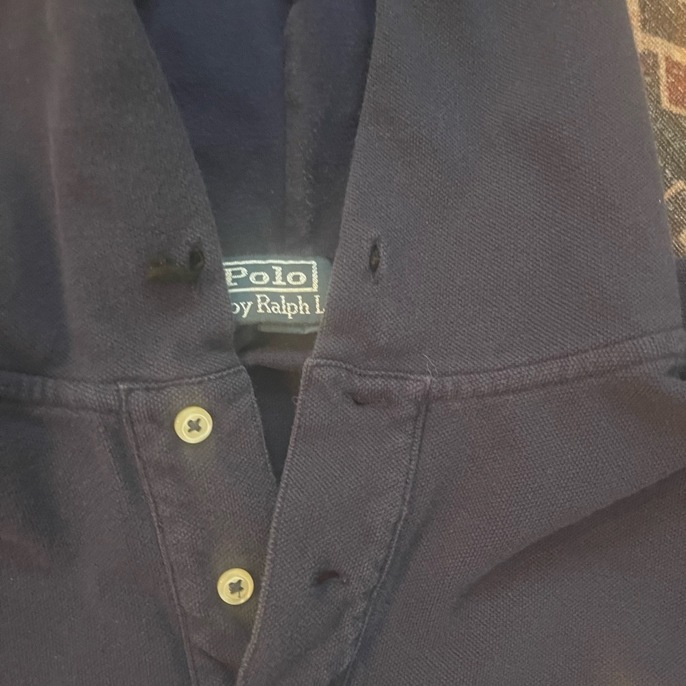 Vintage Polo by Ralph Lauren Dark Blue Hoodie with Yellow Logo - Picture 2 of 5